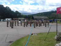 Image of a military personnel playing at a show