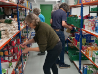 Volunteers picking food parcels at Llandrindod Foodbank