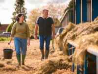 Image of a man and a woman on a farmyard