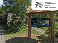 An information shelter at the entrance to Devil’s Gulch in the Elan Valley.