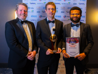 Wayne Welsby, Grant Thomas and Christian Ikechi Obua from the council’s Procurement and Commercial Services collecting the Best Net Zero Initiative award.